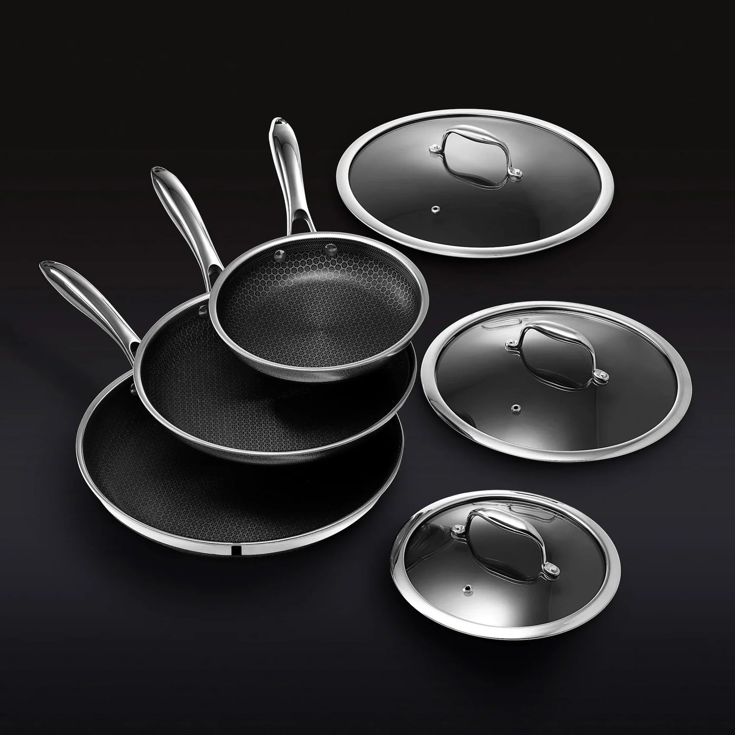 Hybrid Non-Stick Pan Set With Lids, 6-pc
