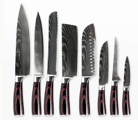 Damascus Steel Knives Set 8pc