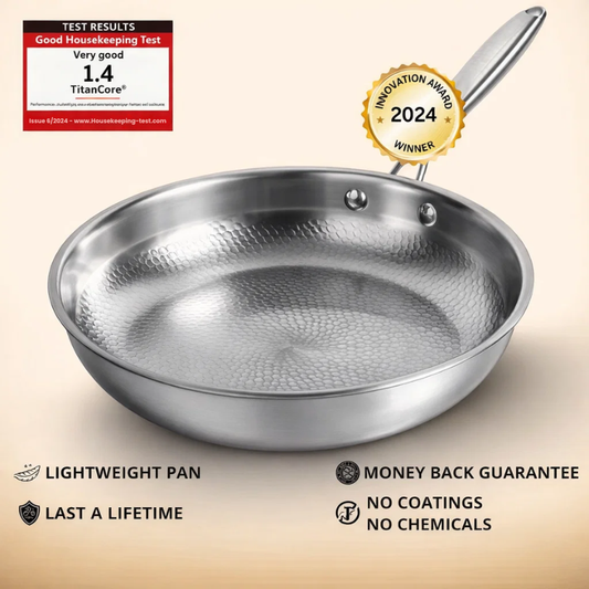 TitanCore® - Pure titanium, non-stick cooking without PTFE/PFOA/PFAS coatings